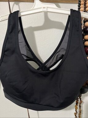 High-Impact Black Mesh-Back Sports Bra